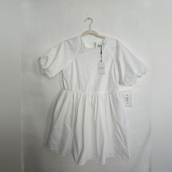 English Factory Short Balloon Sleeve Mini Dress In White Size Small - Picture 2 of 13